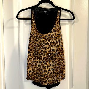 Leopard print sequin Express tank Top Size XS